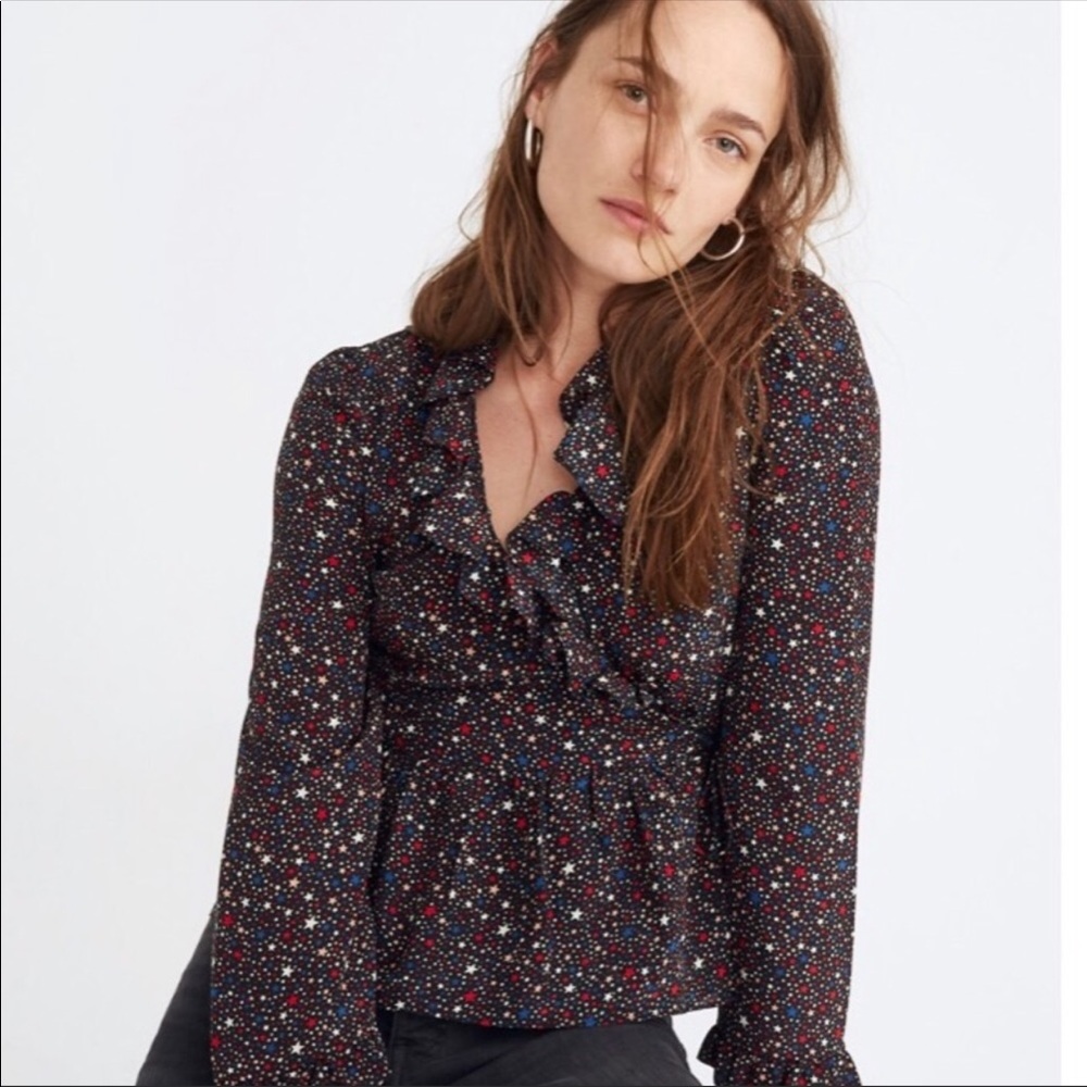 MADEWELL Silk Ruffle Wrap Top - Picture 2 of 13